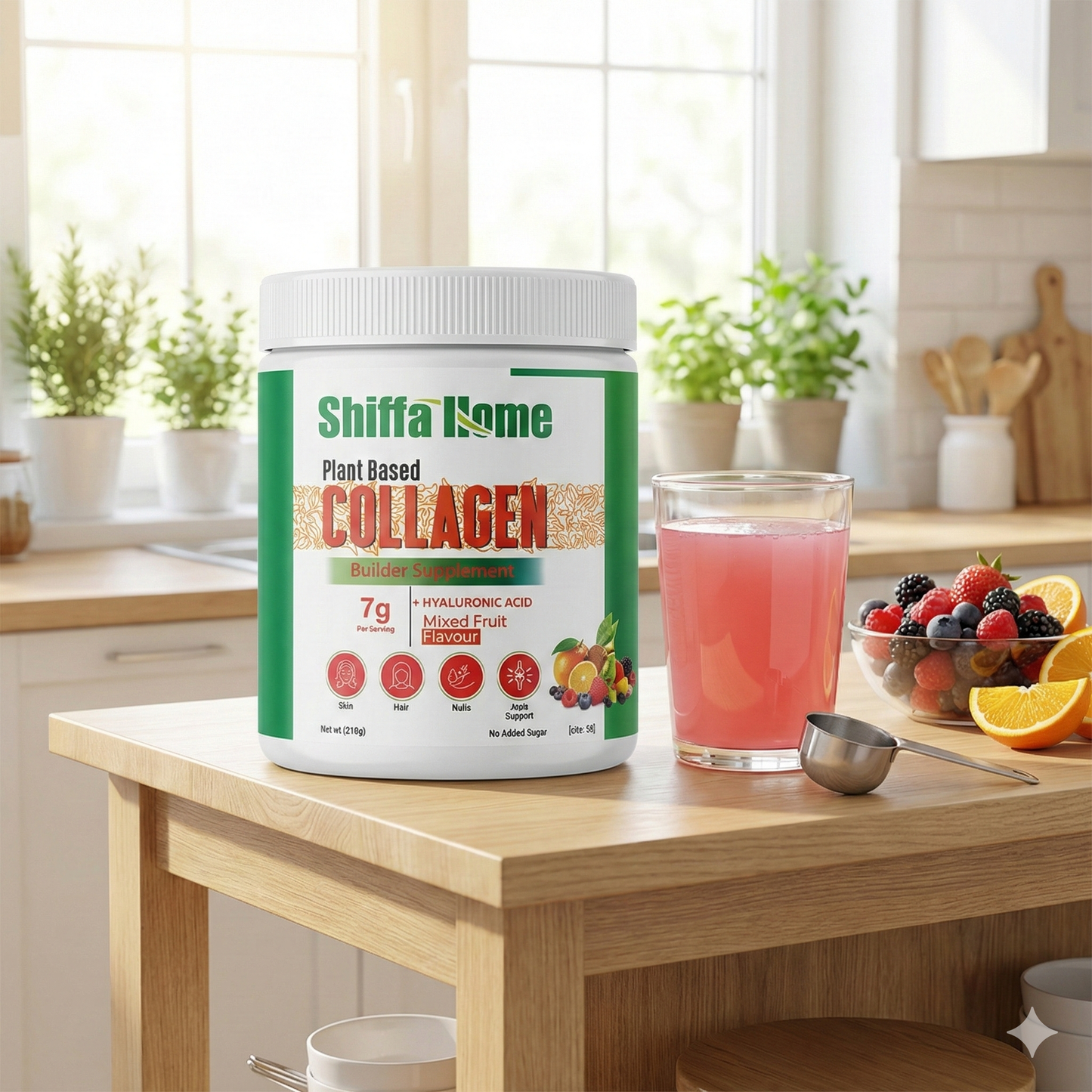 Plant-Based Collagen Builder Powder with Hyaluronic Acid – Mixed Fruit Flavour
