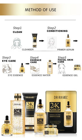 24K Gold Radiance & Anti-Aging Skin Care Series – 5-in-1 Set