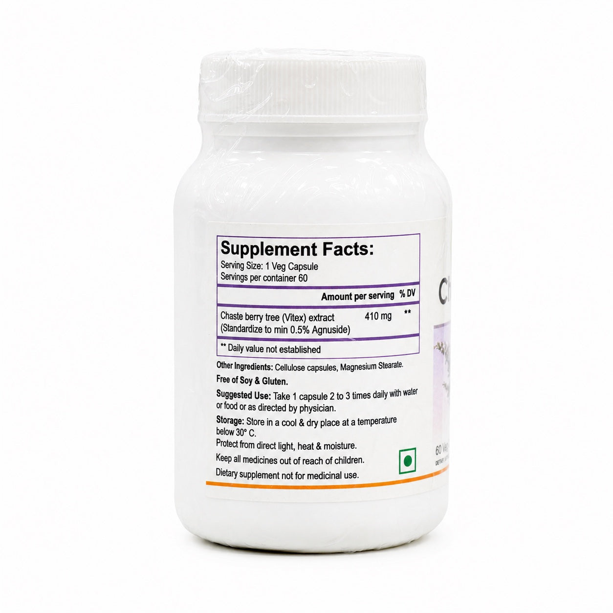 Chaste Berry 410 mg supplement facts and suggested use