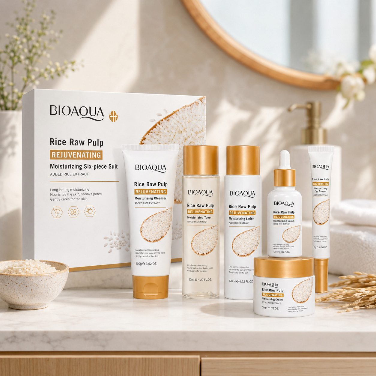 Rice Raw Pulp Rejuvenating 6-Piece Skincare Set