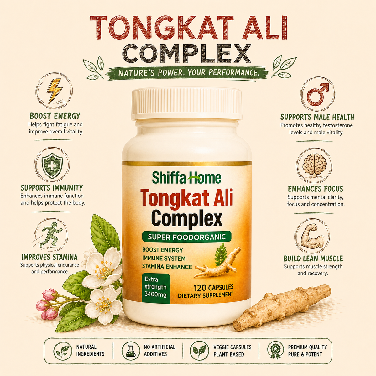 Organic Tongkat Ali Complex – Herbal Wellness Blend