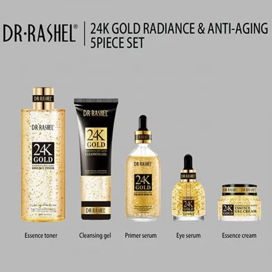 24K Gold Radiance & Anti-Aging Skin Care Series – 5-in-1 Set