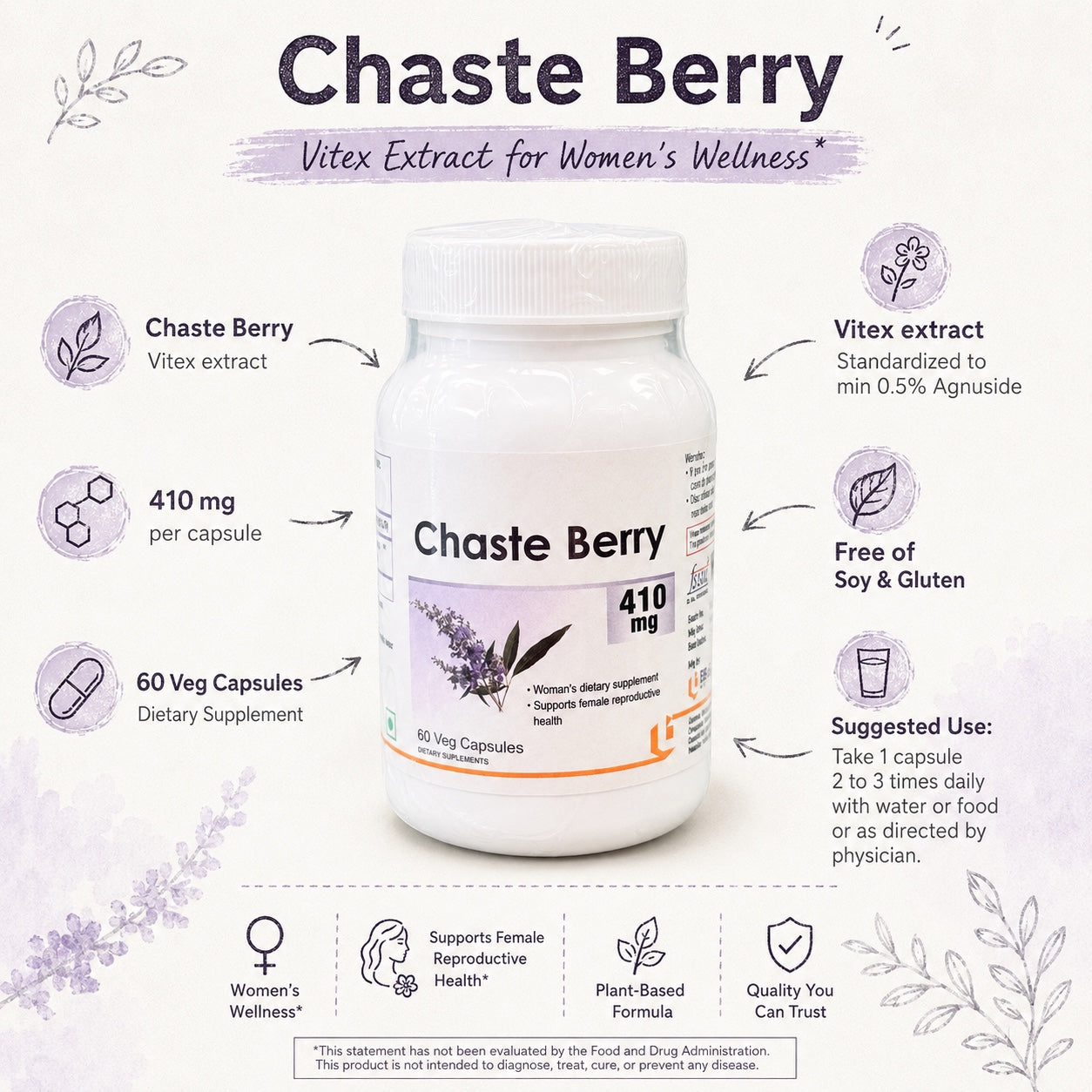 Chaste Berry Vitex extract 410 mg product details