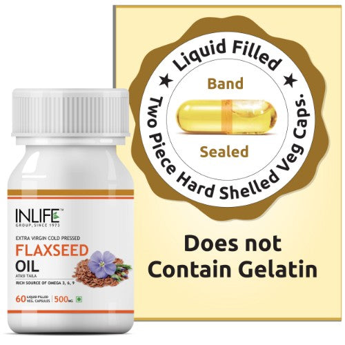 Flaxseed Oil Omega 3 6 9 fatty acids Supplement, 500mg (60 Veg. Capsules)